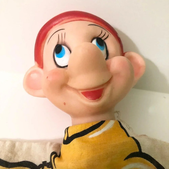 Vintage 1960s Dopey Hand Puppet Walt Disney  Gund Toy Rubber Head Hong Kong - Picture 6 of 16